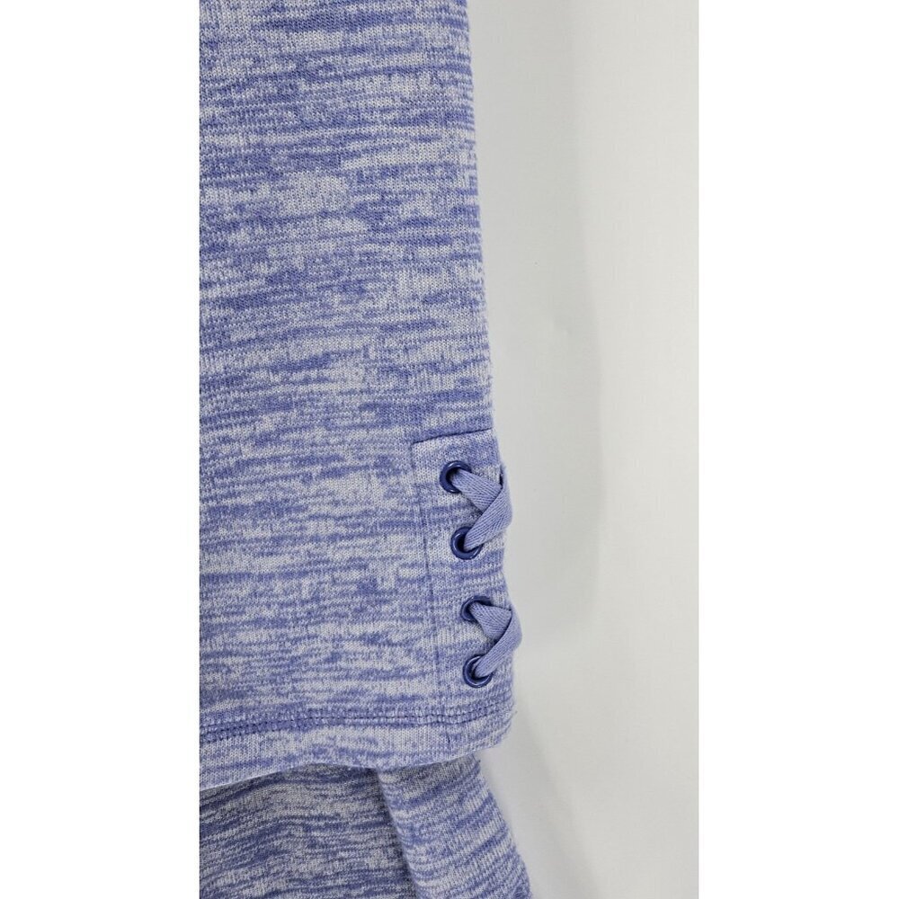 Talbots V-Neck Knit Top Lace-Up Sleeve Casual Pullover Blue Lp - Picture 2 of 5